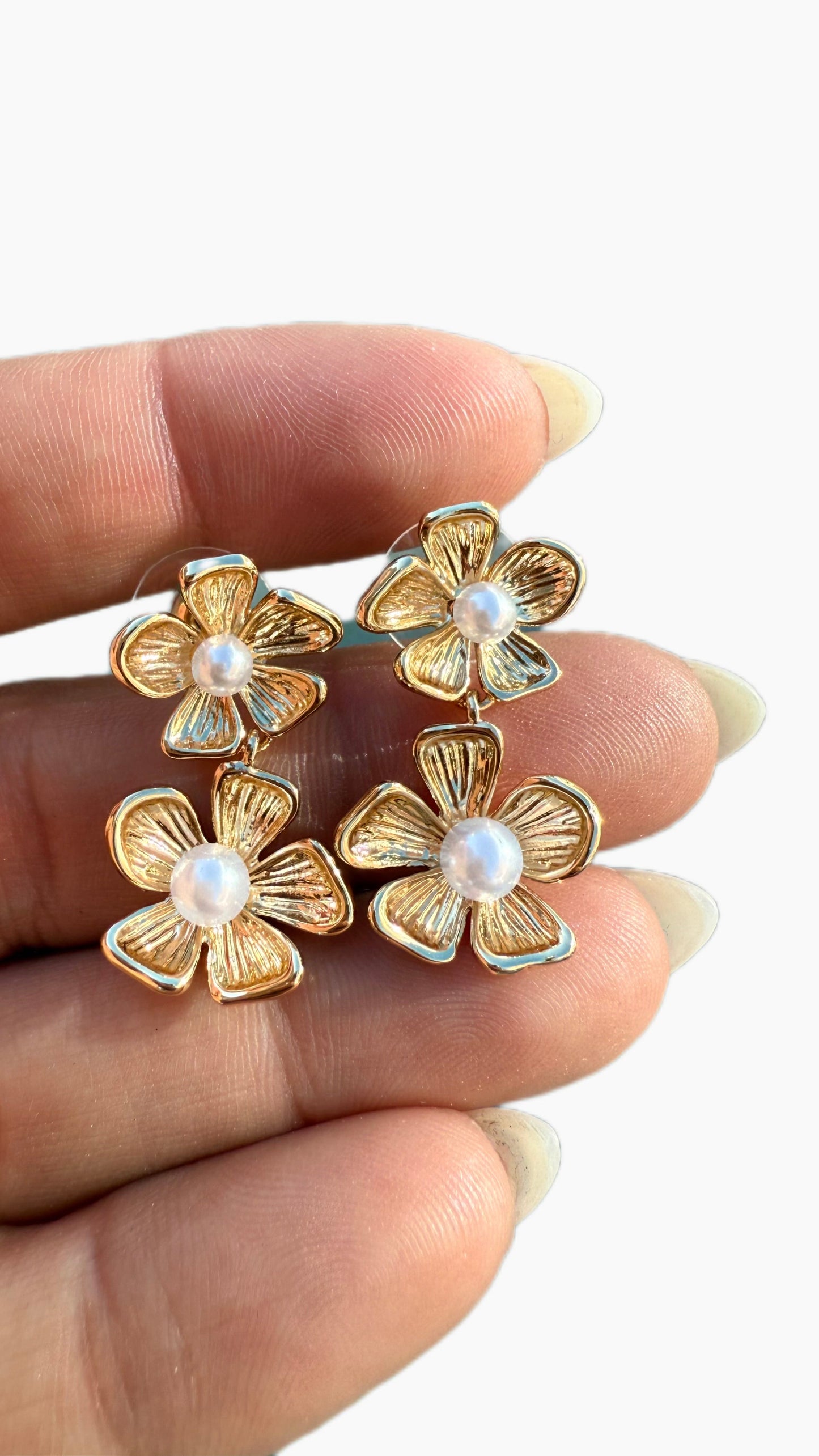 Brincos Flores com Pérolas