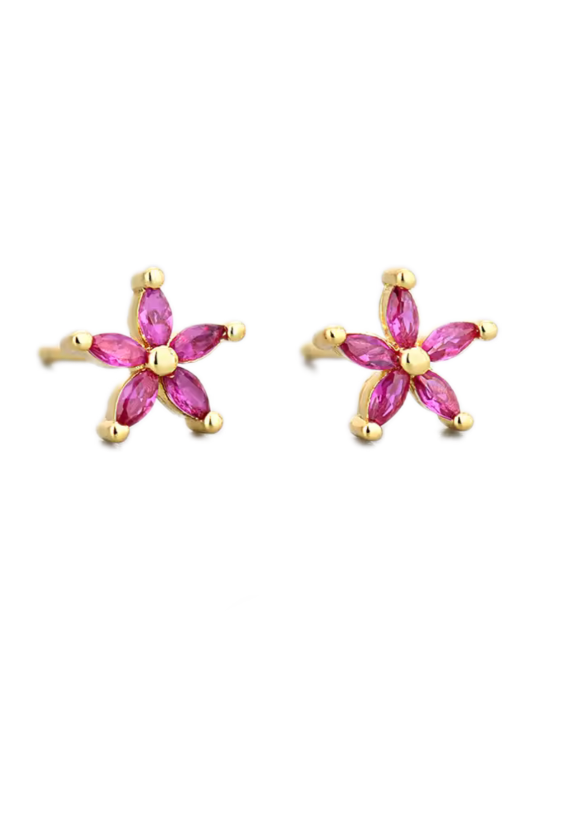 Brincos Flor Rubi
