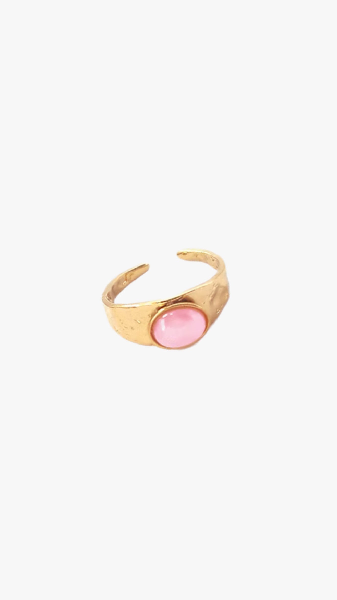 Anel Pedra Natural Quartzo Rosa