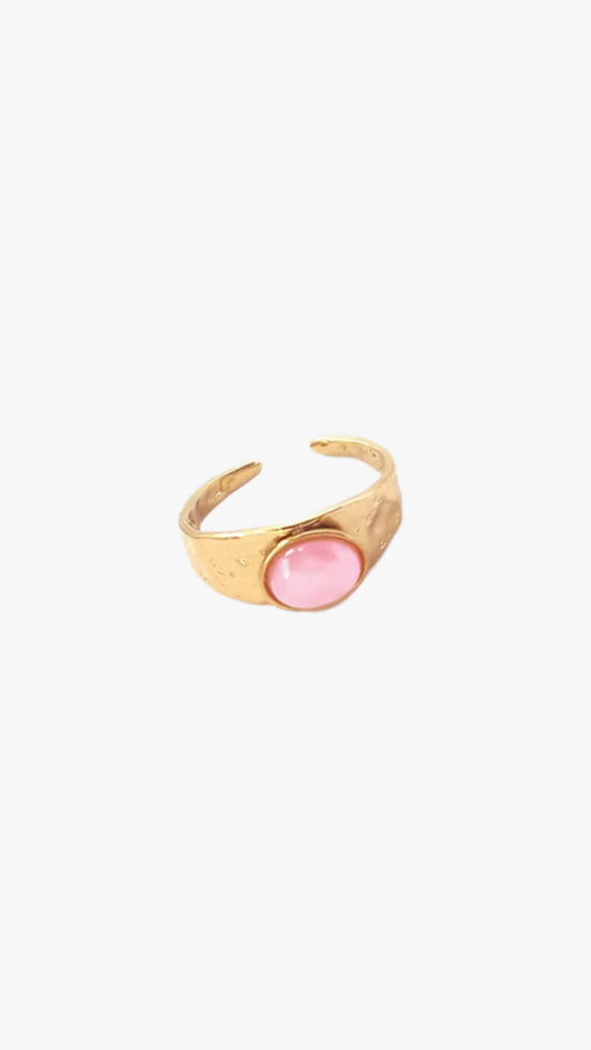Anel Pedra Natural Quartzo Rosa