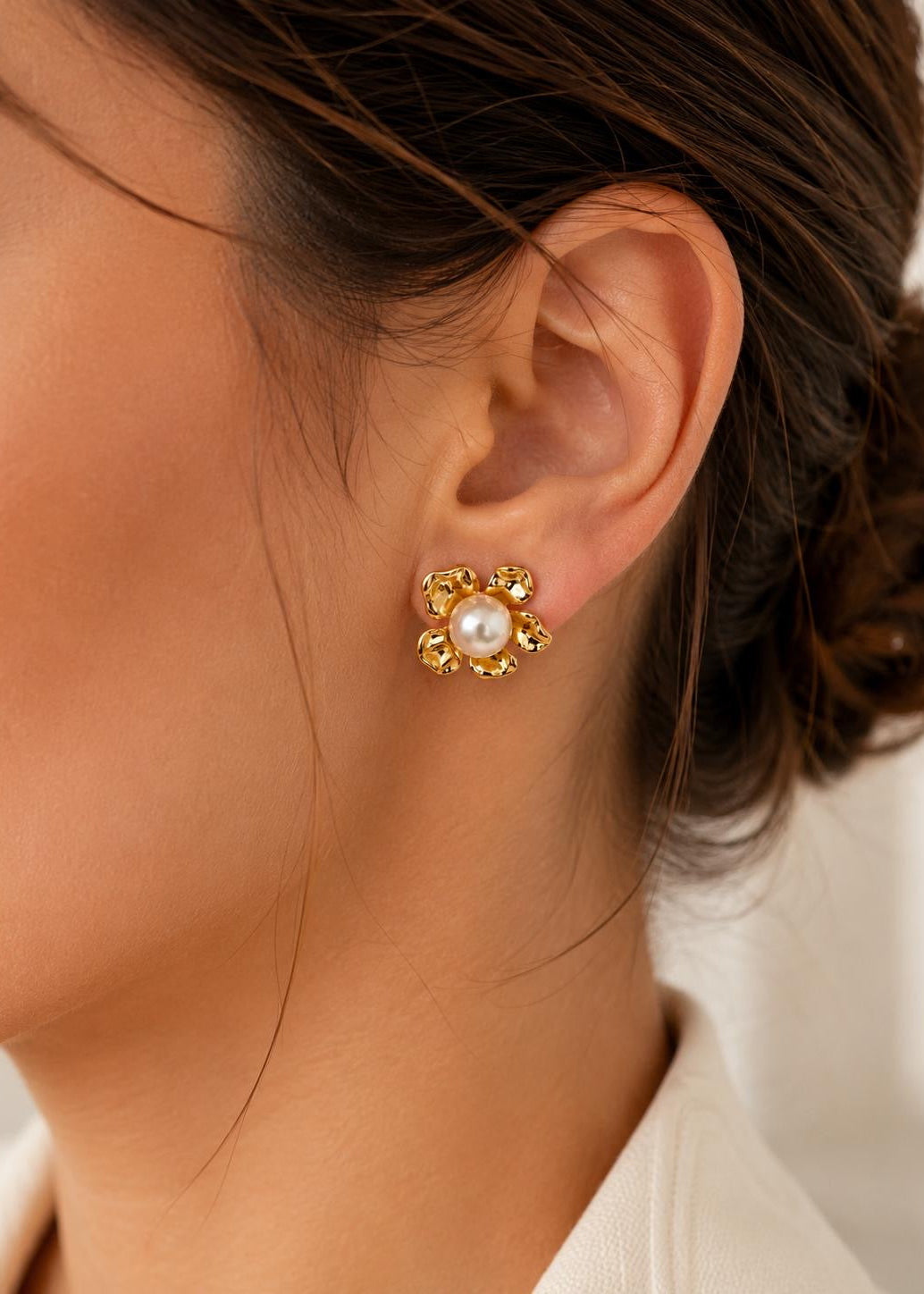 Brincos Pearl Flower