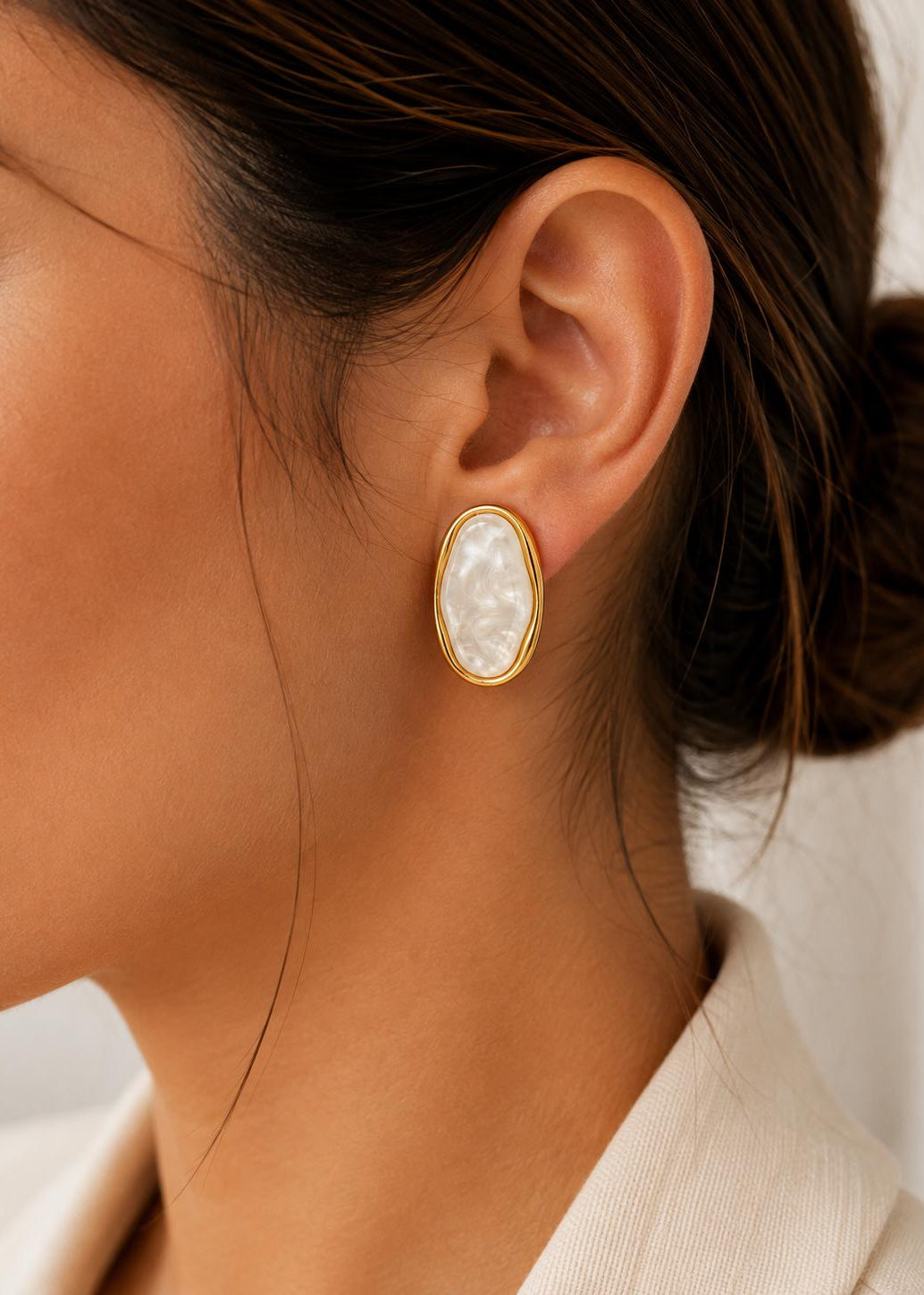 Brincos Pearl Oval