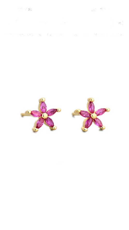 Brincos Flor Rubi